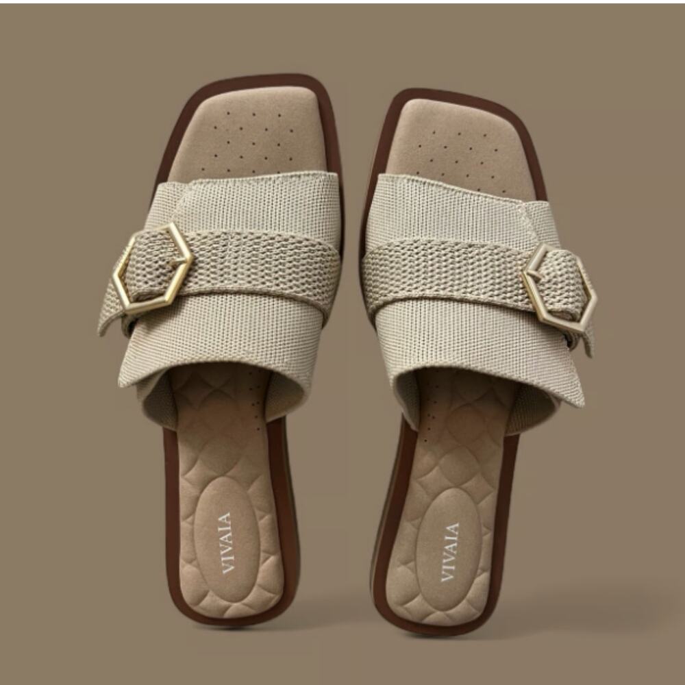 VIVAIA Micah Pillow Top Slide Sandals Square Toe Knit Sustainable Size 11